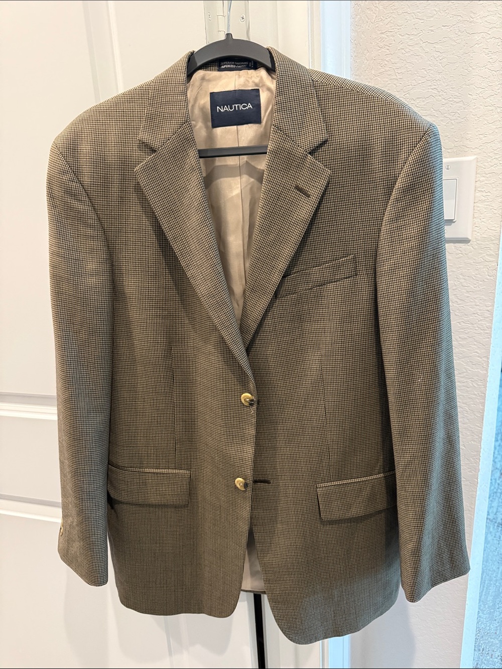 Nautica Men's Tan Micro-Check Sport Coat